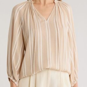 Elegant Beige Striped Women's Top